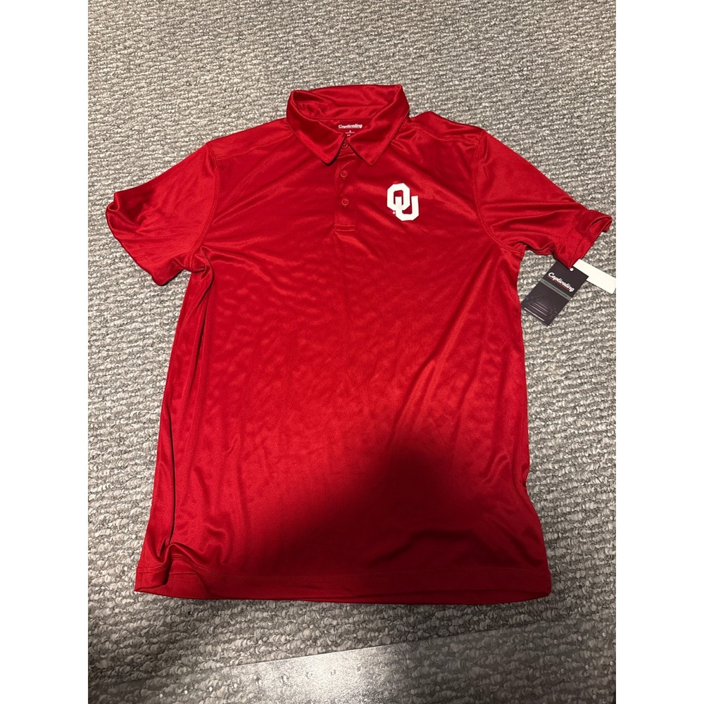 Captivating Oklahoma Sooners NCAA Mens Red Performance Polo Shirt Size Large NWT